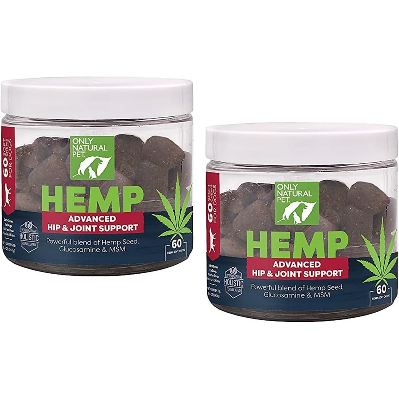 Only Natural Pet Hemp Advanced Mobility Support for Dogs Holistic Wellness Hip Bone Joint Health – Inflammatory Function Relieves Pain Stiffness Green Lipped Mussels Turmeric (HA) 60 Count – 2 Pack 60 Count (Pack of 2)
