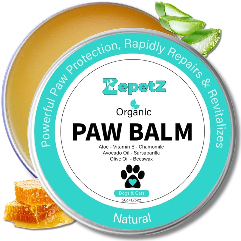 Paw & Nose Balm for Dogs and Cats – Lick-Safe, 100% Organic & Natural. Heals, Repairs, and Restores Dry, Cracked, and Damaged Paws & Noses. Moisturizes, Protects, Soothes & Revitalizes 1.75 oz.