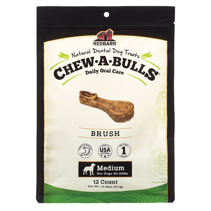 Redbarn Chew-A-Bulls (Size: Medium, Shape: Brush, 12-Count (Pack of 1)) 12 Count (Pack of 1)