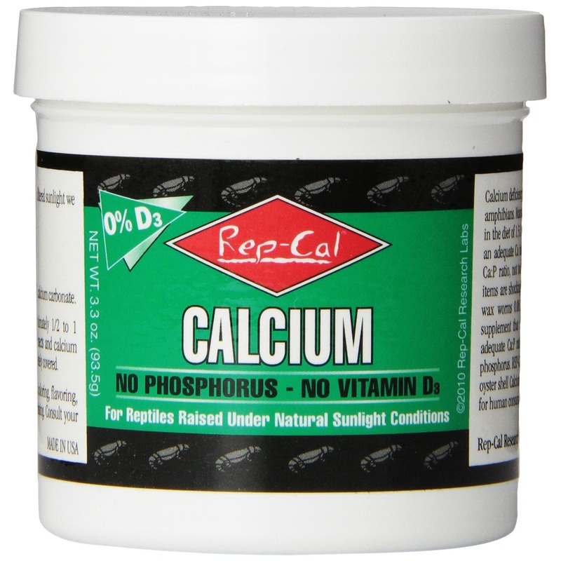 Rep-Cal 52298 Phosphorous-Free Calcium Powder Reptile/Amphibian Supplement Without Vitamin D3, 4.1 oz,white