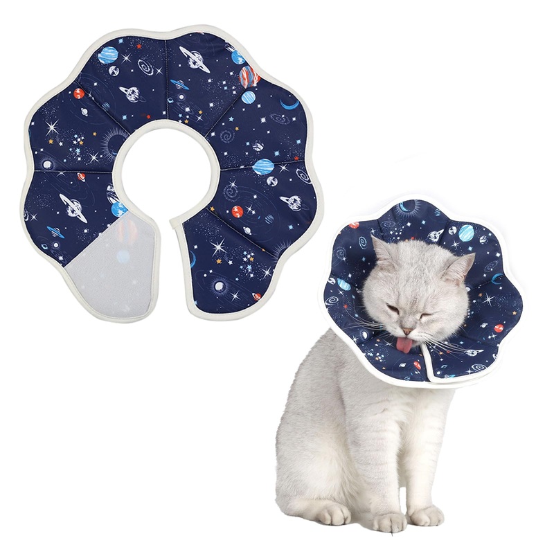 Soft Cat Recovery Collar,Adjustable Cat Cone,Cat Protective Cone Collar After Surgery,for Cats (Starry Sky, M) Starry Sky Medium