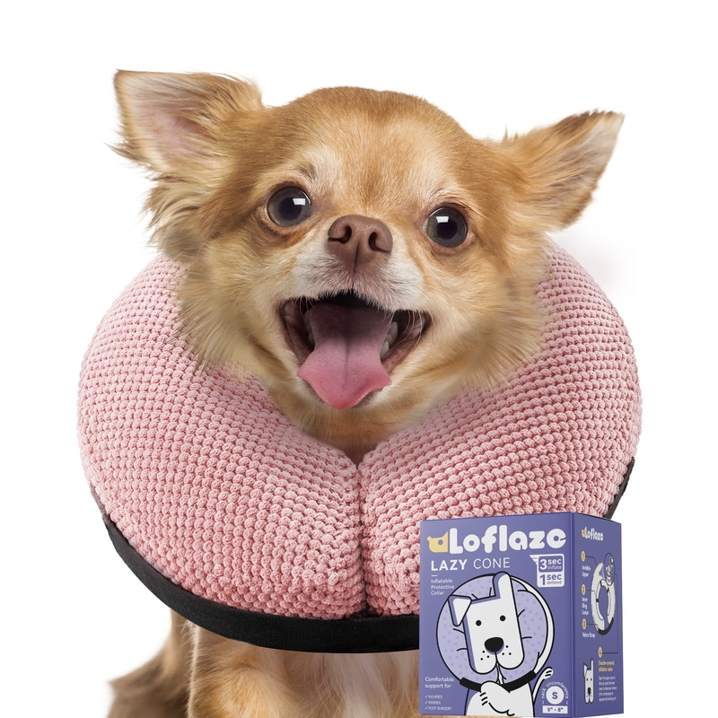 Soft Inflatable Dog Cone Collar for Large Medium Small Dogs Cats After Surgery – Dog Neck Donut, E Collar, Elizabethan Collar Alternatives for Dogs Recovery Small [Neck:5″-8″] pink