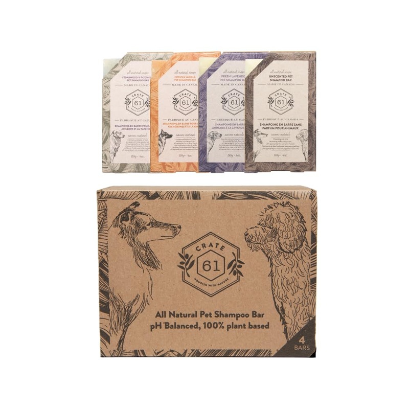 Unscented 4-Pack, All Natural Cold Process Pet Dog Shampoo Bar. pH Balanced, 100% Plant Based. Plastic Free (Medley) Medley