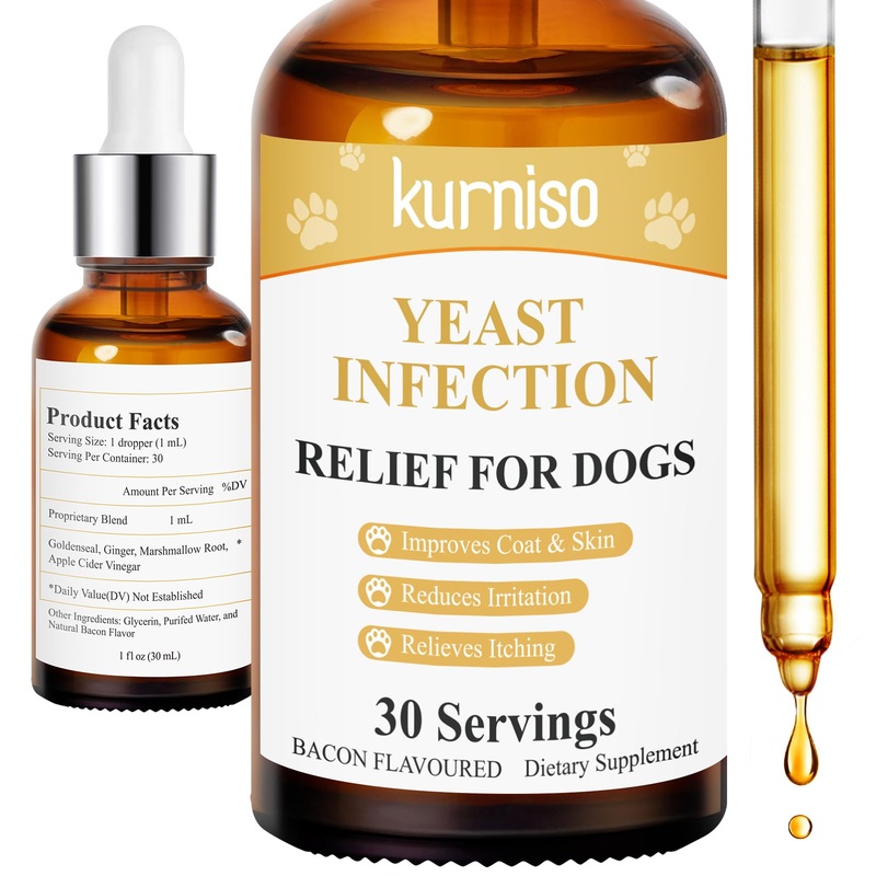 Yeast Infection Treatment for Dogs,Natural Dog Ear Infection Treatment,Dog Allergy Relief, Support ltch & Inflammation Relief for Dogs,1 fl oz