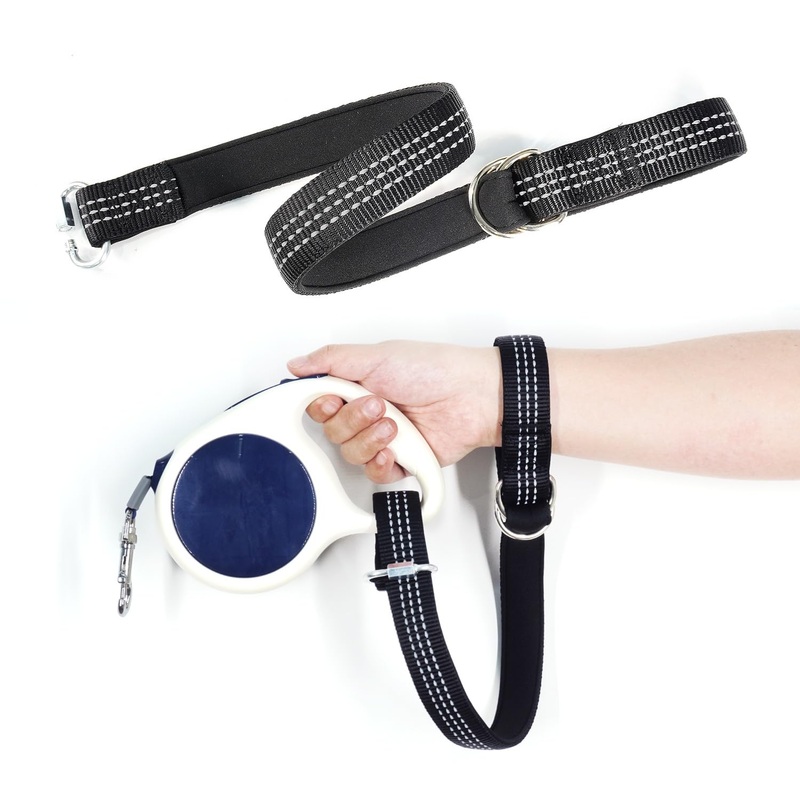 1 Pack Adjustable Safety Wrist Strap for Retractable Dog Leash – Hand Free Short Dog Leash Wrist Strap – Pet Baby Stroller Wheelchair Safety Strap – Black