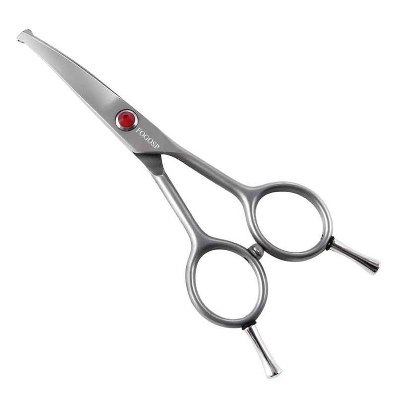 4.5″ Curved Dog Scissors for Grooming Face and Paws with Safety Round Tip for Small Dogs Face Paw Ears Trimmer Professional Small Cat Grooming Shears (4.5″ Curved, Gray) Curved Shears 4.5 inch
