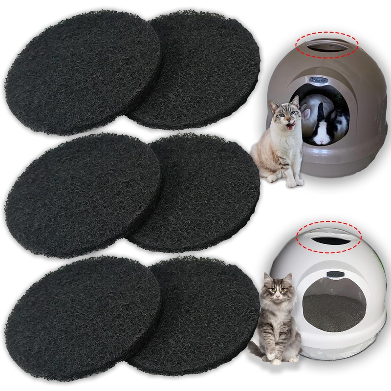 6 Pack Cat Litter Box Replacement Filters Compatible with Petmate Booda Dome Cat Litter Box  Activated Carbon Charcoal Filters to Absorb Odors and Control Damp for Keeping Fresh