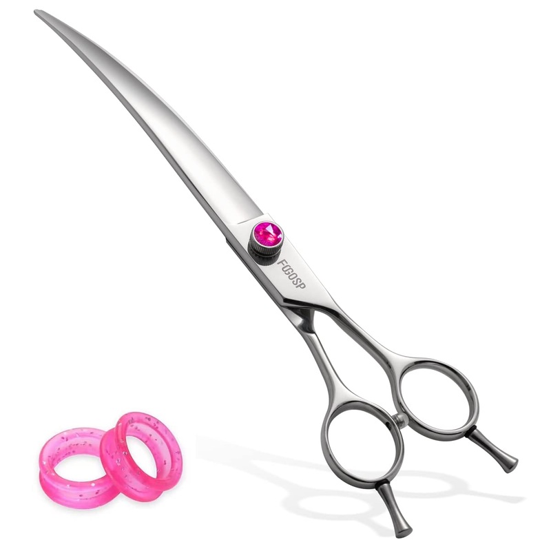 Curved Dog Grooming Scissors 7.5 inch Professional Curved Shears Dog Grooming for Poodle Large Dog Pet 30 Degree Japanese 440C Right Handed Super Sharp Purple Diamond(7.5,Curved) 7.5 inch Purple Diamond