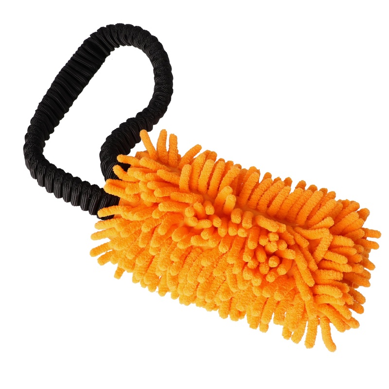 Dingo shaggy toy for dogs, soft nubby-textured, noodle plush that dogs love to play and cuddle with, tug toy with bungee strong shock tugger for dog training, agility sport, tug of war 9-18in orange 15673