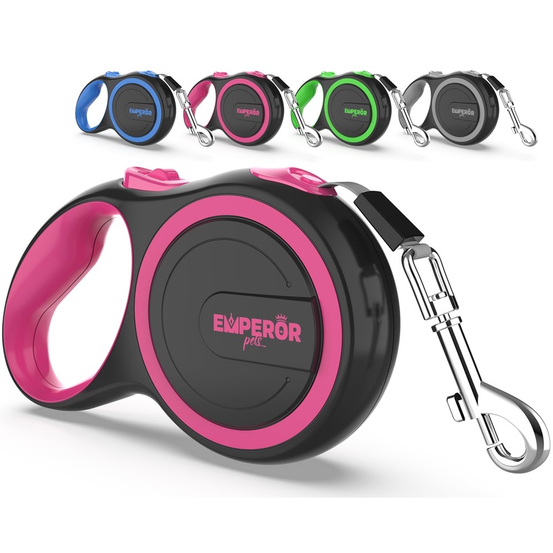 Emperor Pets 26 ft Retractable Dog Leash Large Dogs – Up to 110lb, Large Dog Leash Heavy Duty Leash Retractable 26 ft, Leashes for Large Breed Dogs, Medium Dogs -PK26 26 ft. (8m) Pink