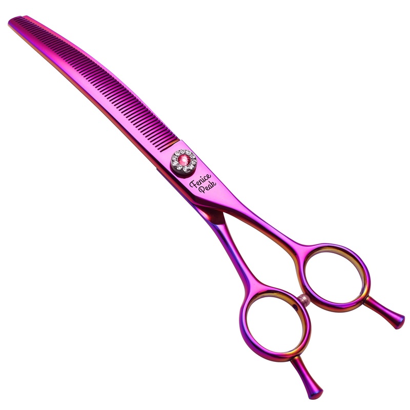 Fenice Peak Professional Dog Grooming Scissors Pet Curved Thinning Shears 7.0” Extremely Sharp Blades 440C Steel Thinning Scissors Durable Smooth Motion & Fine Cut for Dogs and Cats (Multicolored) Multicolored