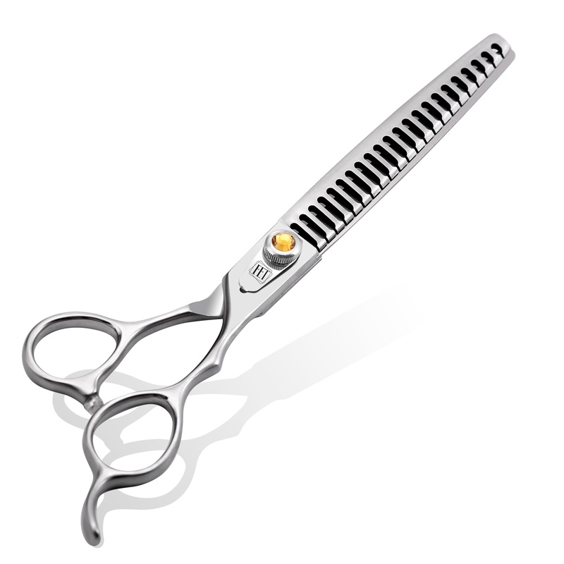 Fenice Professional Dog Grooming Scissors: 8 inch Chunker Shears for Dogs Trimming Made Of Japanese 440C Stainless Steel Yellow Diamond 8.0 inch