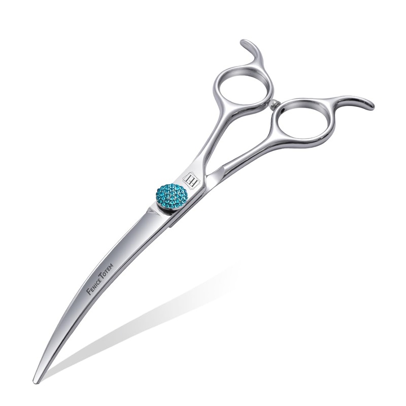 Fenice Professional Grooming Curved Shear: 45 Degree Super Curves Scissors for Dogs 6.5″ Big Arc Curved Shears Made Of Japanese 440C Stainless Steel 6.5″