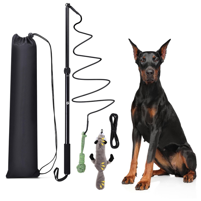 Flirt Pole Dogs, Dog Flirt Pole Extra Strong for Large Medium Small Dogs to Keep The Dog Entertained and Physically Exhausted Ball+Beaver L