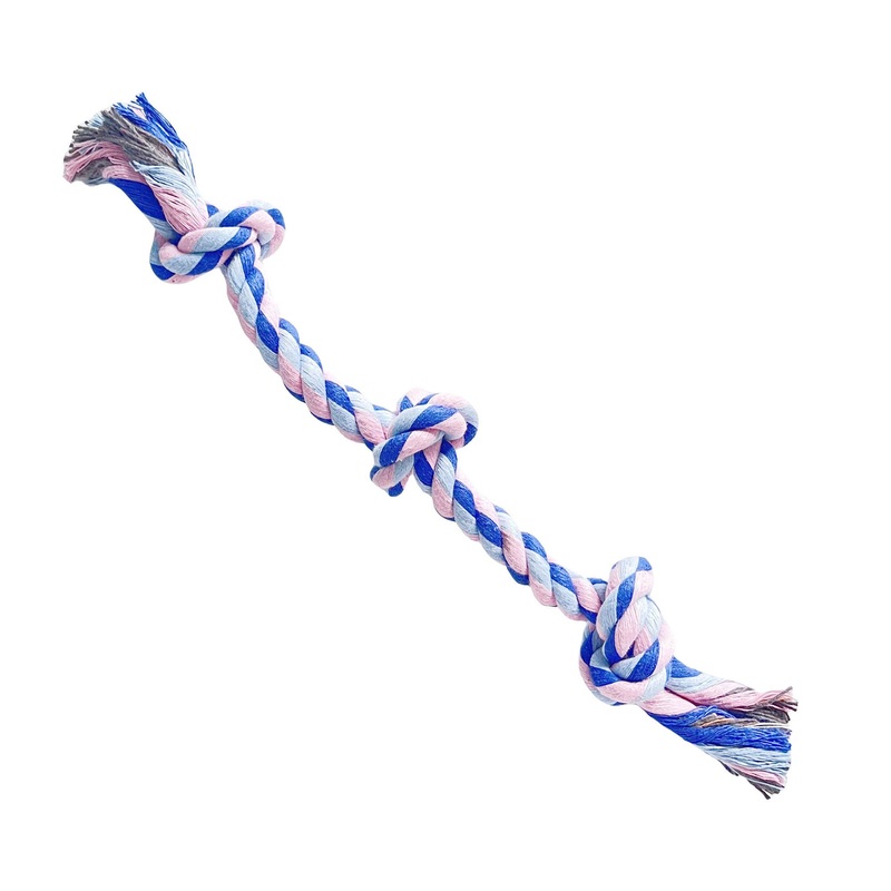 Flossy Chews Rope Tug Dog Rope Toys for Large and Medium Aggressive Chewers, Heavy Duty for Large Breed, Indestructible Dog Chew Toys, Tug of War, 100% Cotton Teeth Cleaning (Blue Pink, Medium 13.8″) Medium 13.8″ Blue Pink