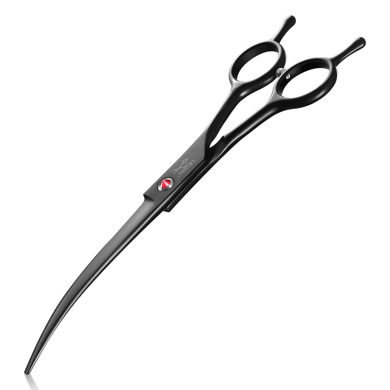 JASON 7.5″ Dog Grooming Scissor – Professional Down-curved Shear with Ergonomic Handle Japanese Stainless Steel Hair Scissor for Dogs, Cats and Other Pets, Sharp (Down-curved, Black)
