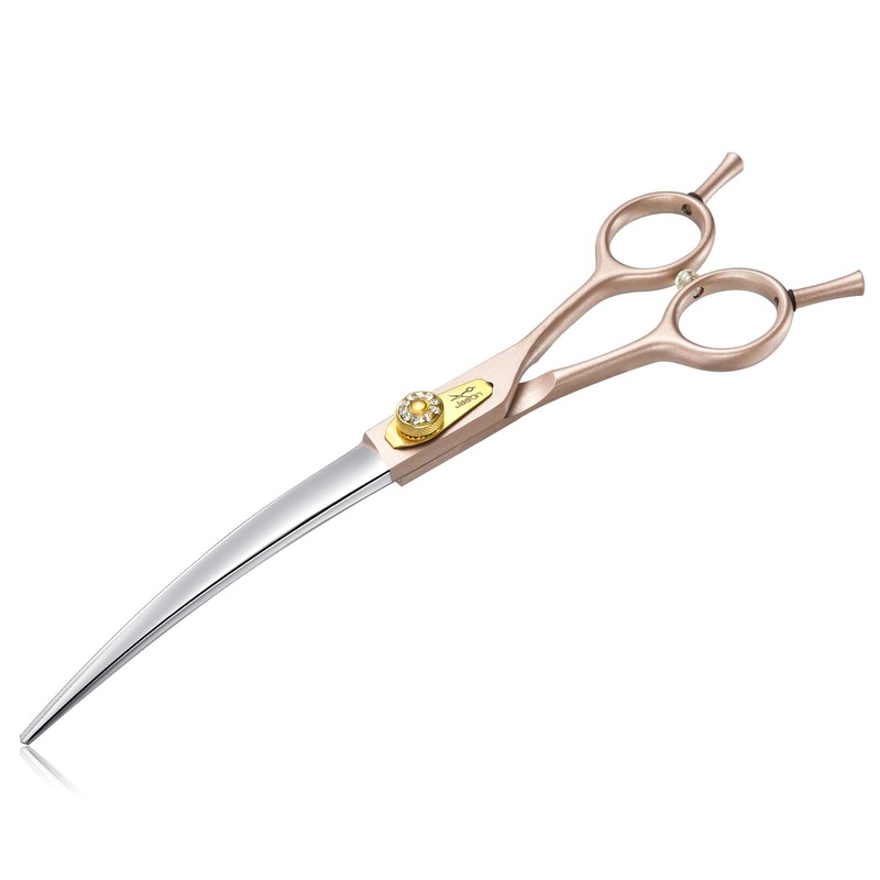 JASON Professional Dog Grooming Scissors – 7 Inch Curved Shear Japanese 440C Stainless Steel Dog Scissors with Diamond Screw, Rosegold, Sharp