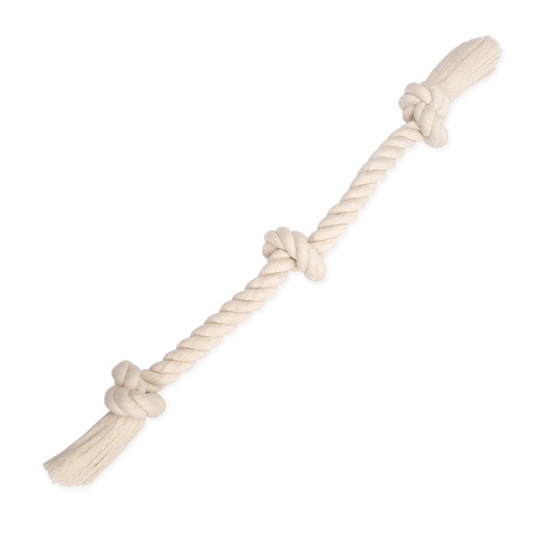 Mammoth Flossy Chews 100 Percent Natural Cotton Rope Dog Toys – Premium White Knot Dog Rope Toy – Interactive Dog Tug Toy – Tug Dog Chew Toy for Medium to Large Dogs – Large 25″ Large 25″ 3 Knot Rope Tug