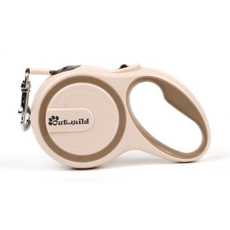 OUTnWILD Retractable Dog Leash – Retractable Dog Leash 16ft for Small/Medium Breeds/Pets Up to 44lbs. 360 Tangle Free Design with One Touch Quick-Lock Braking System&Anti-Slip Handle. (Khaki) Khaki