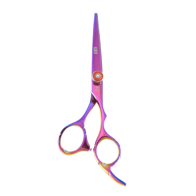 Rainbow Titanium Japanese Stainless Pro Styling Shear with Ergonomic Handle, 5.5 Inch, 10 Ounce