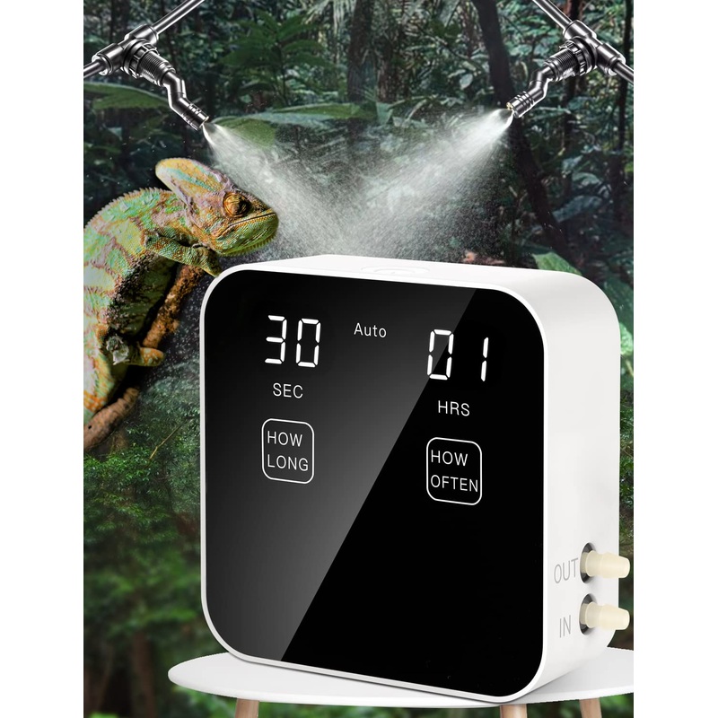 Reptile Mister Automatic, Quiet Reptile Misting System with Timer, Reptile Fogger Humidifiers with Fine Water Mist Nozzles, Terrarium Mister Humidifiers with Water Shortage Protection 2nd Gen Touch Version