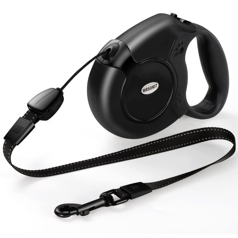 Retractable Dog Leash, 26 Ft Heavy Duty Pet Walking Leash for Small Medium Large Dogs up to 110lbs, Anti-Slip Handle, 360  No Tangle, Nylon Tape, One-Handed Brake Black