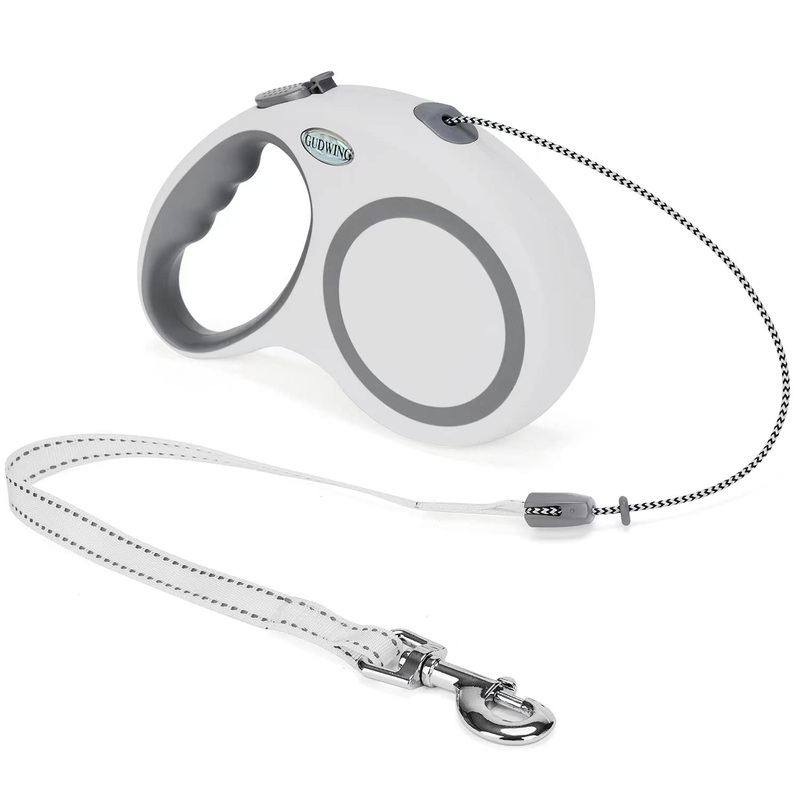 Retractable Dog Leash 30 FT, GUDWING Dog Walking Leash for Medium Large Dogs up to 77 lbs, Heavy Duty No Tangle, Large White