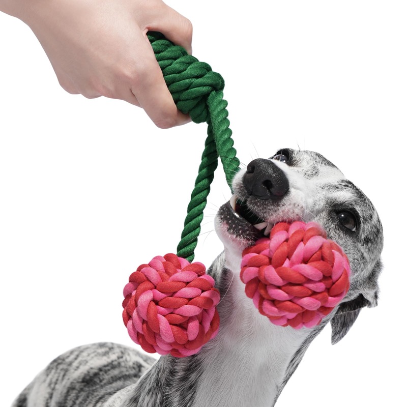 VETRESKA Dog Rope Toys,Durable Tug of War Dog Toy with Ergonomic Grip, Heavy Duty Dog Rope Toy for Large Breed Dog Puppy Training Playing Teething Chew Toys,Christmas Holiday Dog Toy Gifts,Cherry Cherry
