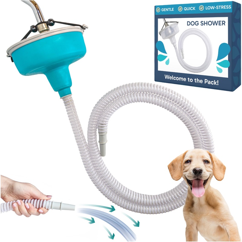 5-MinutePetBath Quick and Gentle Dog Shower Attachment for Shower Head, Portable Pet Wash Station, Dog Washing Kit, Pet Shower Attachment, Dog Shower Head, Shower Hose Attachment, Dog Washing – Blue