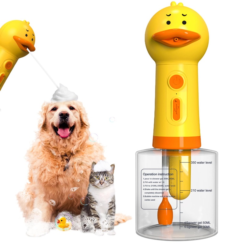 Automatic Dog Bath Sprayer, Wash Foam Machine, Bath Bubble Maker for Dogs and Cats, Bath Attachment for Cleaning, Rechargable and USB Cable, 12 oz