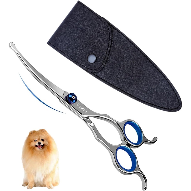 Curved Dog Grooming Scissors 6.69 inches Round Tips Pet Grooming Shears for Dog Cat on Face Paw Hair Trimming Right Left Handed 6.69″ curved scissors