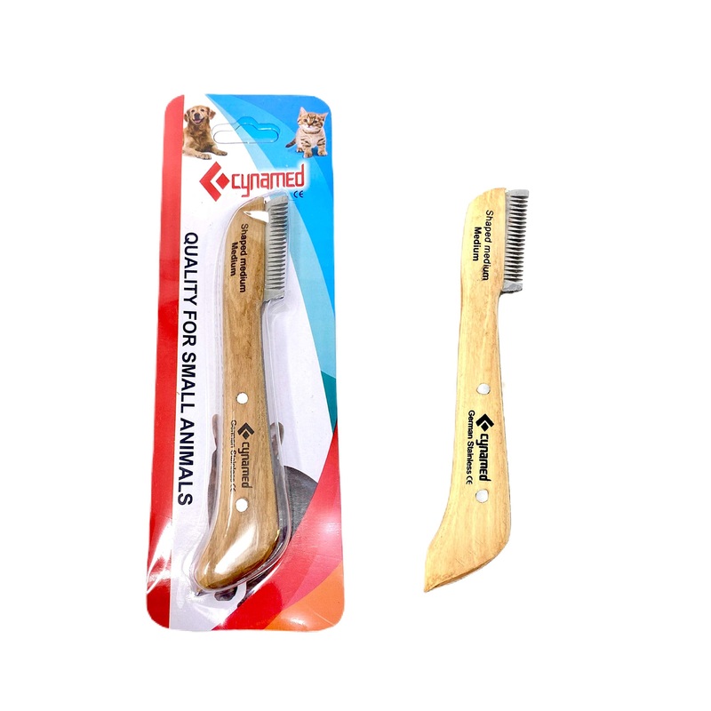 Cynamed Professional Pet Grooming Tool – Stripping Knives, Hand-Crafted Wooden Handle, German Grade Stainless Steel – Perfect for Hair of All Types (Medium) Medium