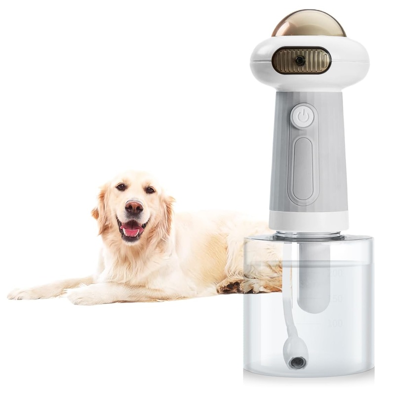 electric foam soap dispenser for dog bath/cat bath/kitchen sink/bathroom/, rechargeable, 9 inx 3.2in x 3.2in 350ml capacity 1200mAh IPX 7 waterproof (gray) Gray