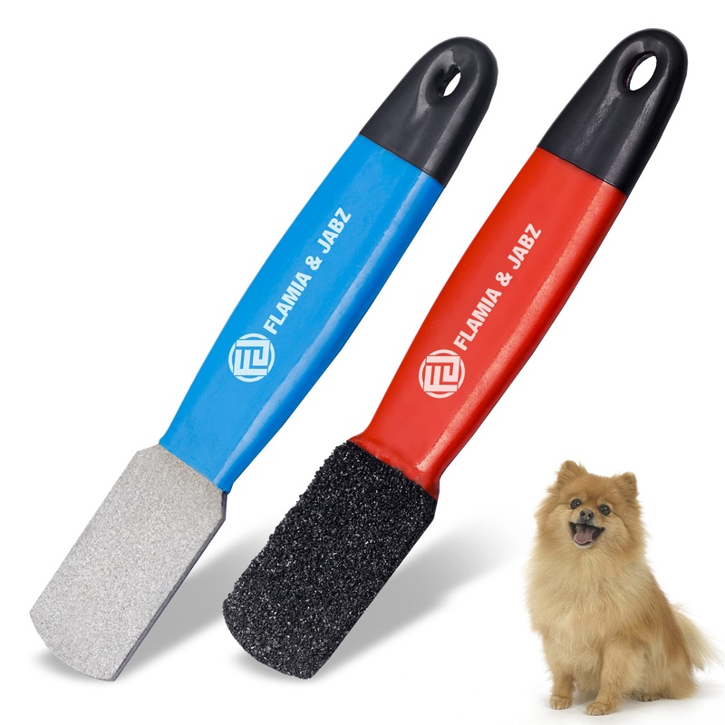 FLAMIA & JABZ Stripping Metal Stone Diamond Edged for Dogs, Cats & Pets with Plastic Grip (2 Piece Pack of Coarse & Fine) 2 Piece Pack (Coarse & Fine)