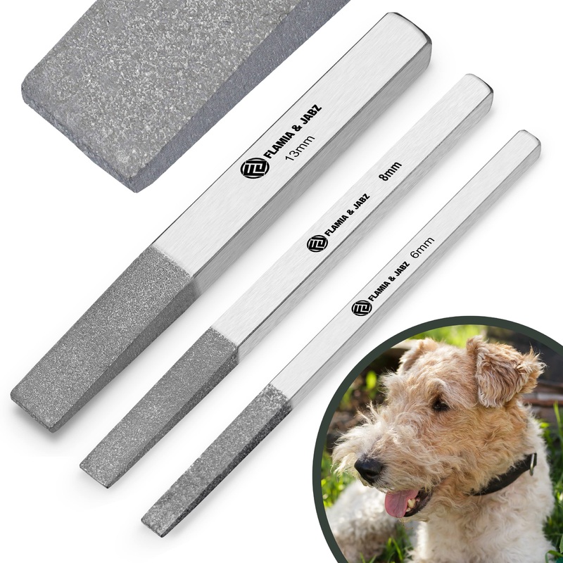 FLAMIA & JABZ Stripping Metal Stones & Nail file for Dogs, Cats & Pets (3 Piece Pack) 3 Piece Pack (6 MM + 8 MM + 13 MM)