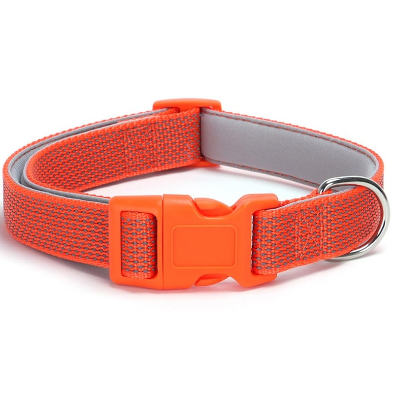 Full Reflective Dog Collar Adjustable Soft Padded Nylon Pet Collars Durable D-Ring Quick Release Buckle Working Collars for Small Medium Large Dogs (Orange, S) S : Width 5/8″, Length 10-16″ Orange