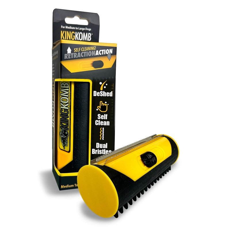 King Kanine Pet Grooming Brush, Self Cleaning Deshedding | Multi-Use Tool for Dogs, Cats & Horses for All Life Stages | Brush Pet for Grooming and Loose Hair | Perfect for Medium & Large Coats