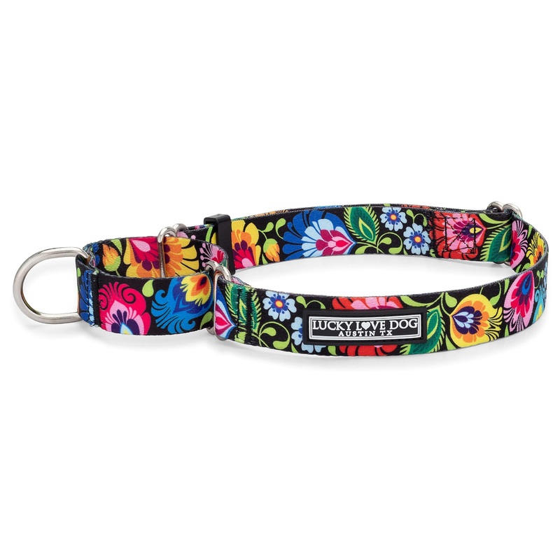 Lucky Love Dog Martingale Collar, Premium No Slip Collar, Great for Whippets, Greyhounds, and More (Blackbird, Large) Large | 15-25″ Blackbird