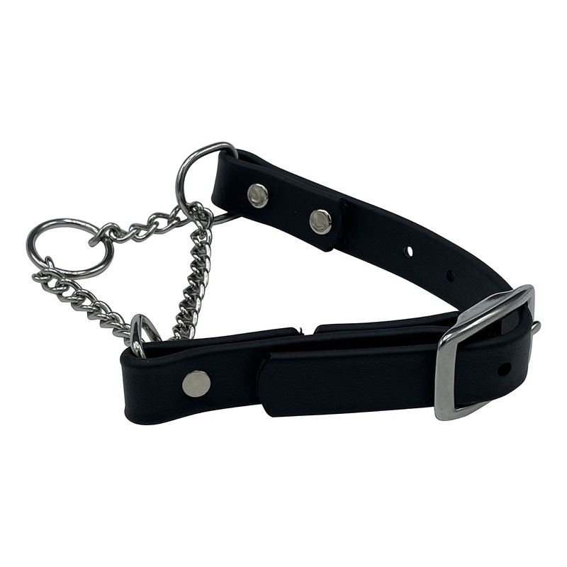 Martingale Collar for Dogs, Biothane, Stainless Steel Hardware, No Pull, Made in The USA, Professional Grade, Medium, Black