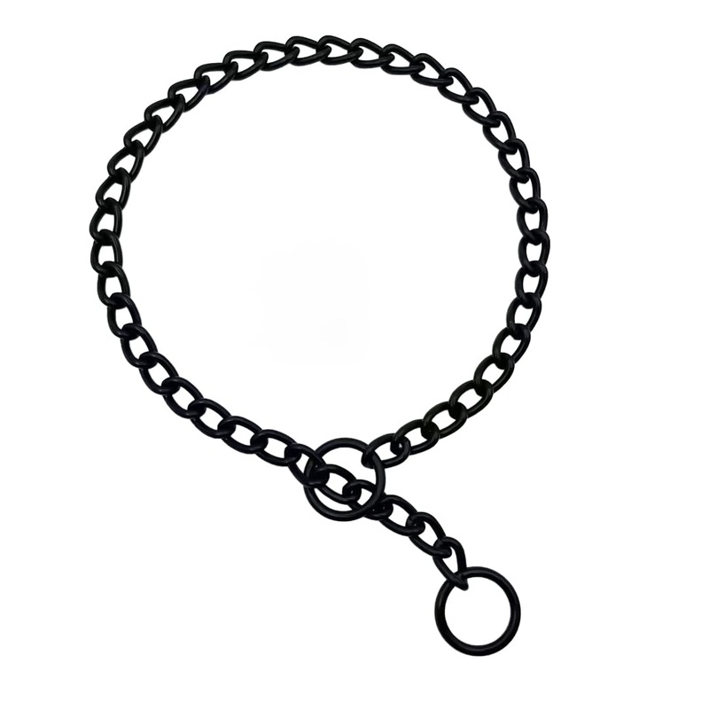 Matte Black Dog Choke Collar Slip P Chain,Heavy Chain Dog Metal Training Choke Collars, Adjustable Weather Proof Alloy Steel Necklace for Small Medium Large Dogs (XL) XL(21.5 inch)