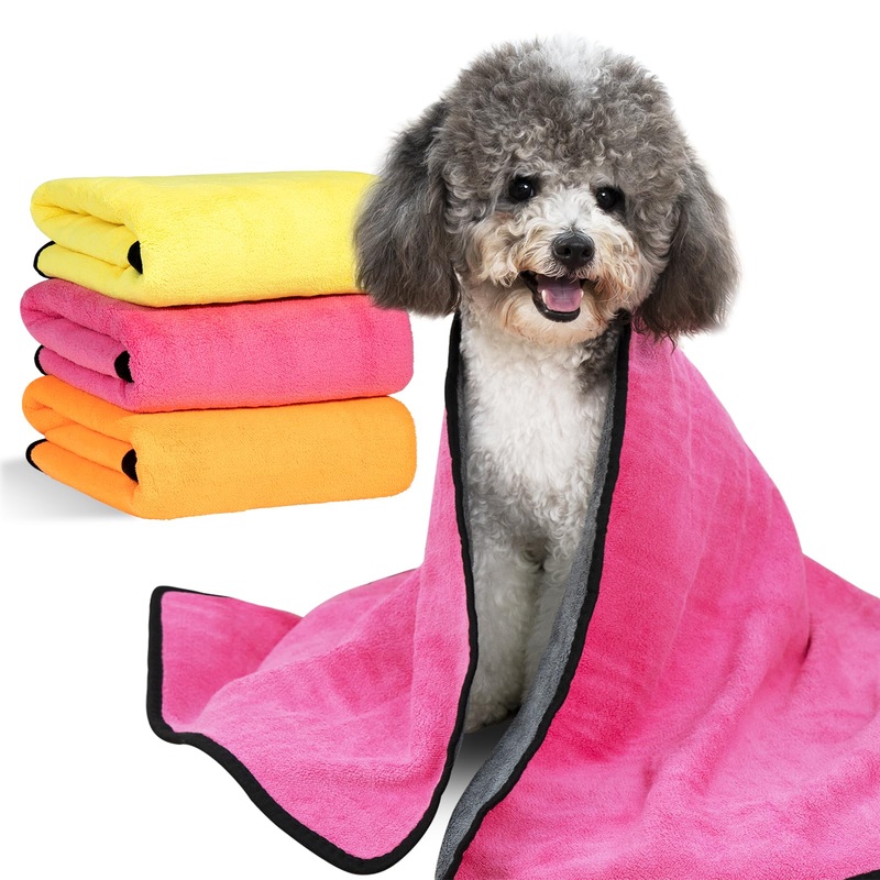 MICOOYO 3PCS Dog Towels for Drying – Super Absorbent Pet Grooming Towels, Quick Drying Dog Bath Towels for Puppy Cats (Yellow, Pinkcolor, Orange, S) Yellow, Pink, Orange Small