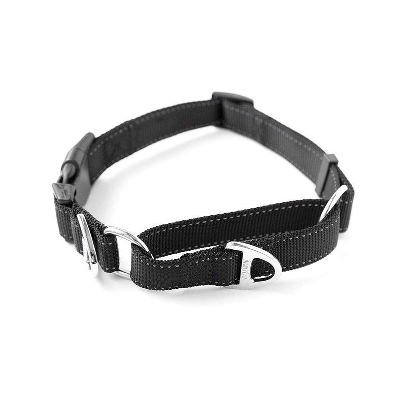Mighty Paw Martingale Nylon Dog Collar – Martingale Training Collar – Limited Slip Design for Controlled Dog Training Collar – Enhanced with Reflective Stitching for Safety – Black Dog Collar Choker Large