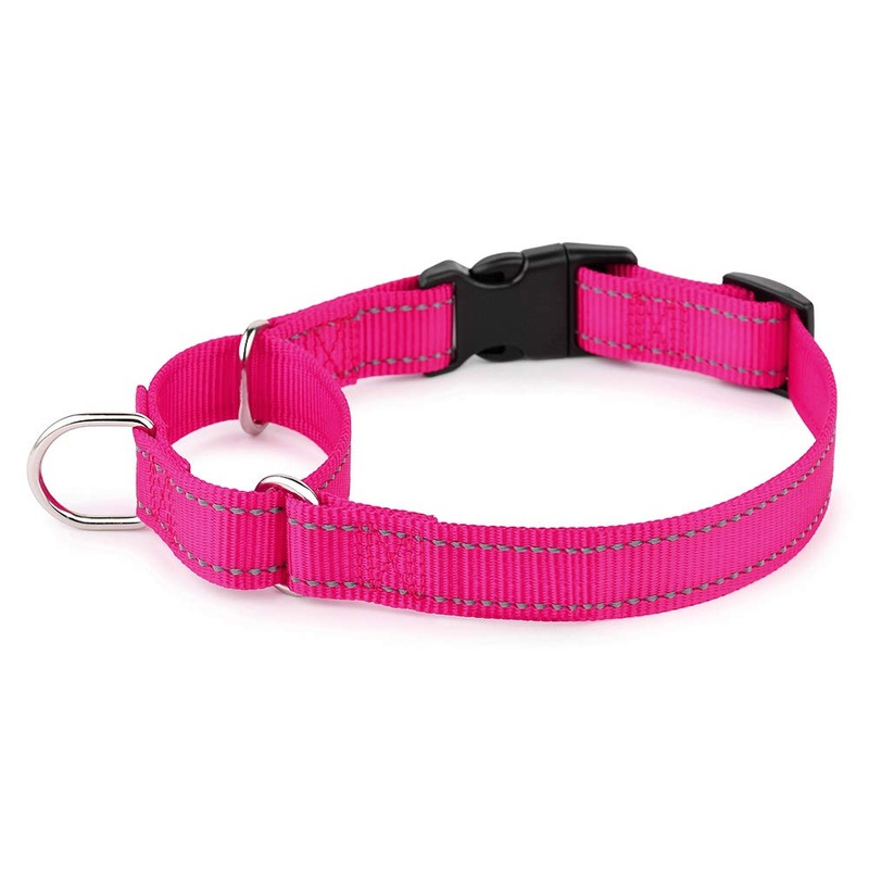PLUTUS PET Reflective Martingale Collar with Quick Snap Buckle,No Pull Dog Choker Collar for Small Medium Large Dogs,S,Hot Pink S:12″-16″ Hot Pink