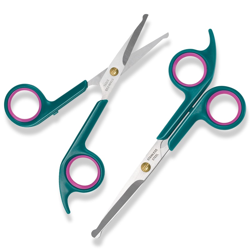 Professional Dog and Cat Grooming Scissors, Pet Grooming Shears, Sharp Stainless Steel Blade With Round Tips – Safety Fur Trimming for Dogs, Cats, Horses (Set of 2)