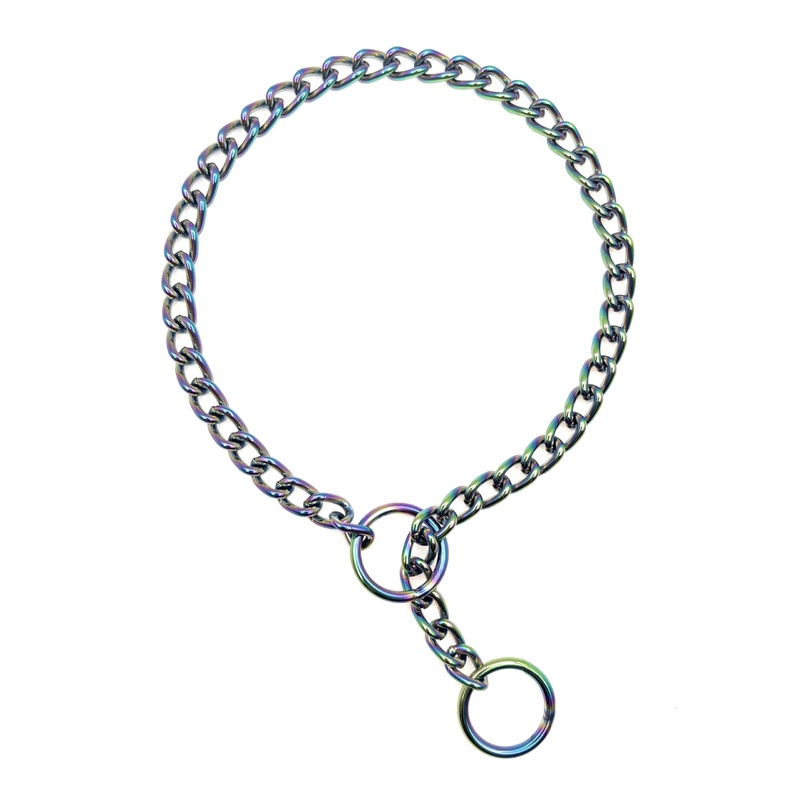 Rainbow Colour Dog Choke Collar Slip P Chain,Heavy Chain Dog Metal Training Choke Collars, Adjustable Weather Proof Alloy Steel Necklace for Small Medium Large Dogs (3XL) 3XL(28 inch)