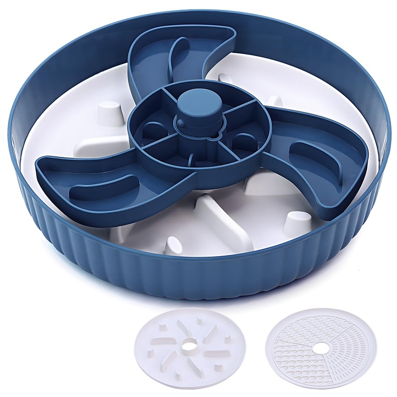 Slow Feeder Dog BowlsPuzzle Dog Bowl for Dry Wet and Raw Food, Comes with Licking Mat and Slowing Mat, Non-Slip and Anti-Suffocation Reusable Interactive Slow Feeding Dog Bowl 10 Inches blue