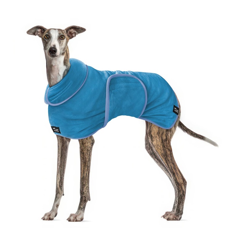 Tuff Pupper Fast Drying Dog Bath Robe | 800 gsm Plush Dog Towel Bathrobe/Dressing Gown | Super Absorbent Pet/Puppy Bathrobe | Adjustable Hood & Belly Strap | Super Soft | Fast Drying (XXL, Blue) XX-Large