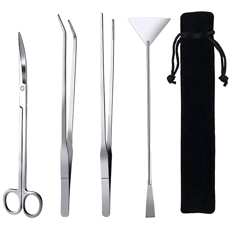 15in Aquascape Tools, 4 in 1 Long Aquarium Tweezers Scissors Spatula, Stainless Steel Aquatic Plants Aquascaping Tools Set for Fish Starter Kits, Aquariums Tank and Terrarium 15in