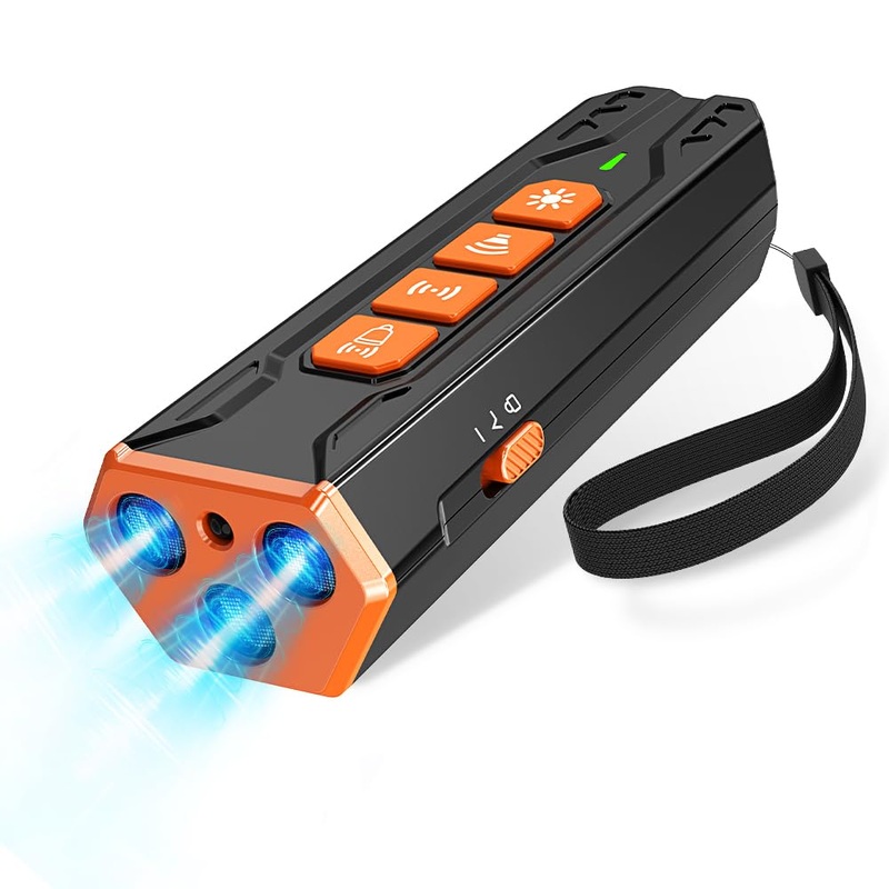 Anti barking device, Rechargeable ultrasonic dog repeller, up to 23 Ft Effective Control Range, Safe for Human & Dogs, Portable Indoor & Outdoor, Dog Training & Behavior Aids (Black Orange) Black Orange