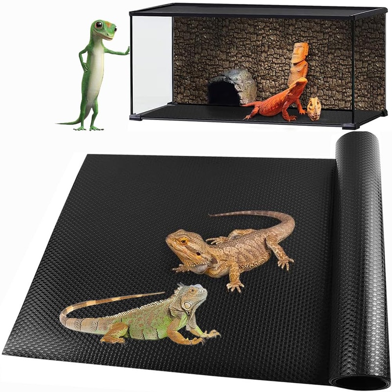 Bearded Dragon Tank Accessories, Reptile Mat, Reptile Terrarium Substrate Liner for Leopard Gecko, Lizard, Snake, Tortoise,Reptile Substrate Floor, Leopard Gecko Tank Liner Mat (18″X 60″) 18″X 60″